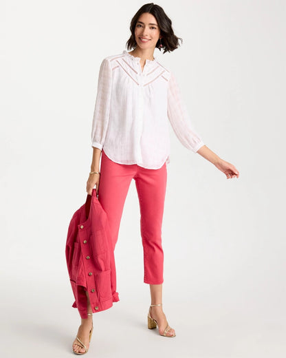 Chico's Customer Favorite | Cutwork Trim Chiffon Blouse
