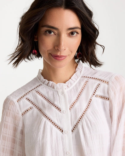 Chico's Customer Favorite | Cutwork Trim Chiffon Blouse