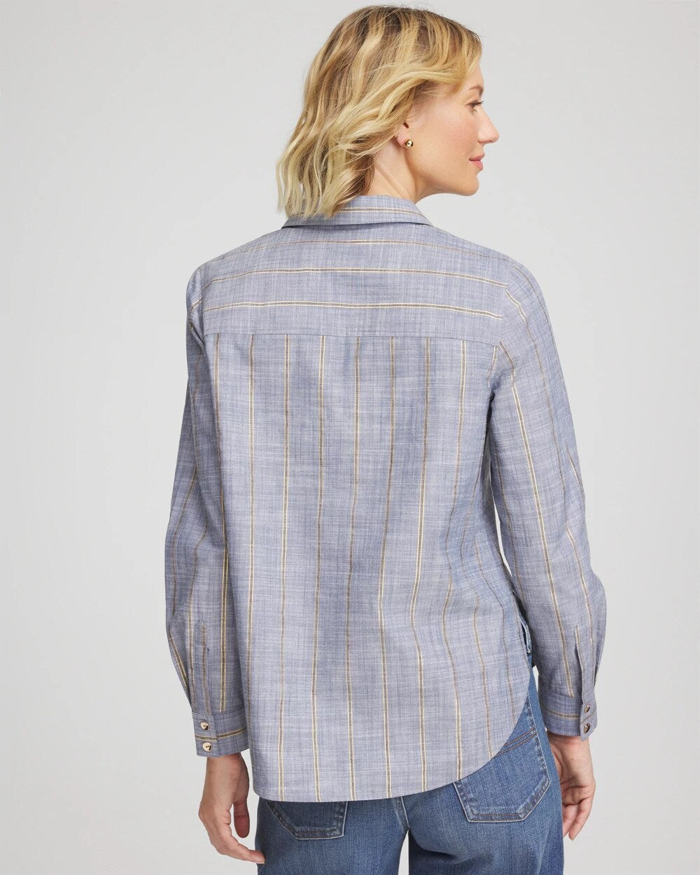 Chico's Recommended | Chambray Striped Soft Popover