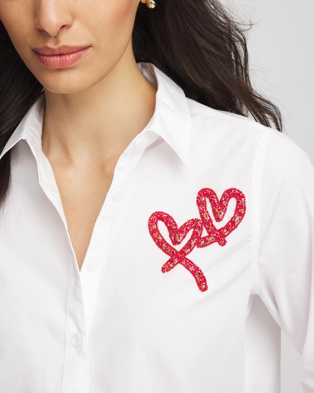 Chico's Best Price | Crystal Heart Poplin Shirt