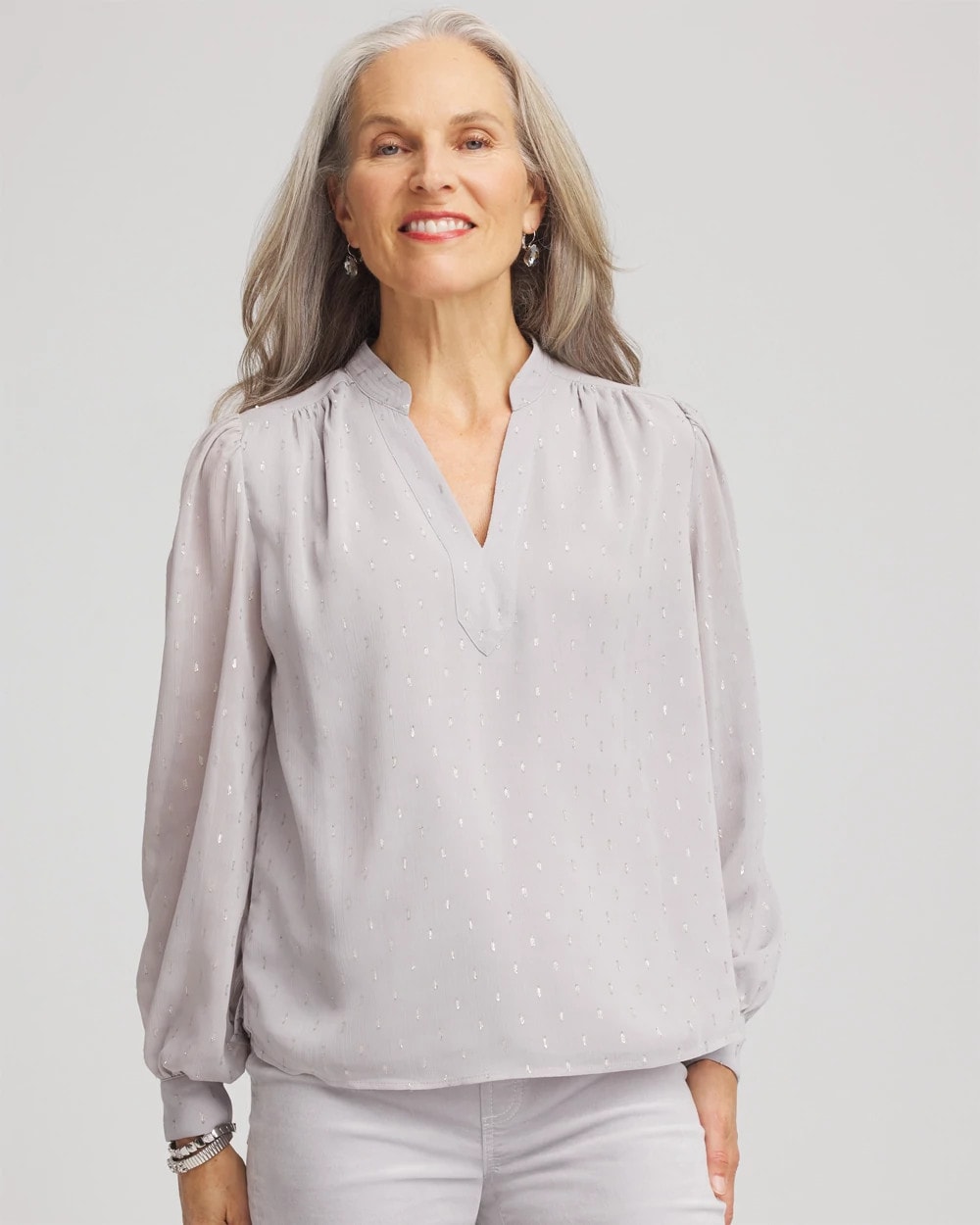 Chico's Premium | Georgette Clip Dot Blouse