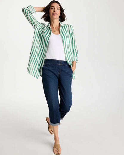 Chico's Best Seller | No Iron™ Striped Linen Tunic