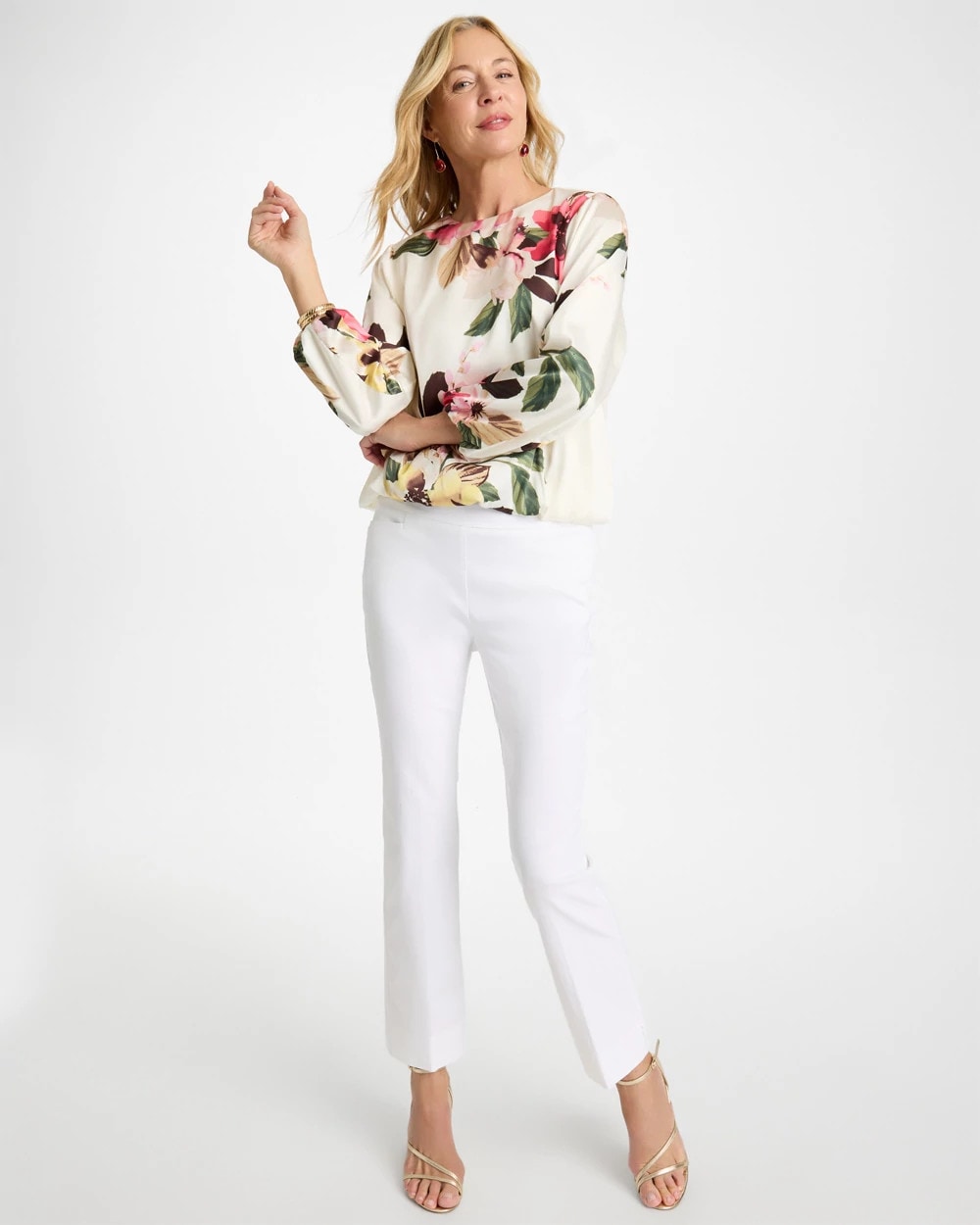 Chico's Trusted | Crewneck Satin Bubble Hem Top
