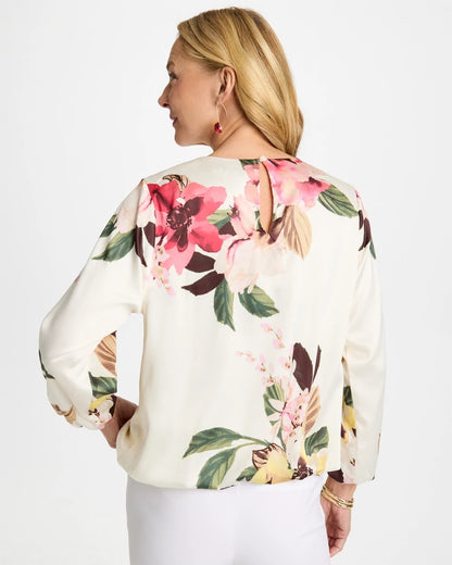 Chico's Trusted | Crewneck Satin Bubble Hem Top