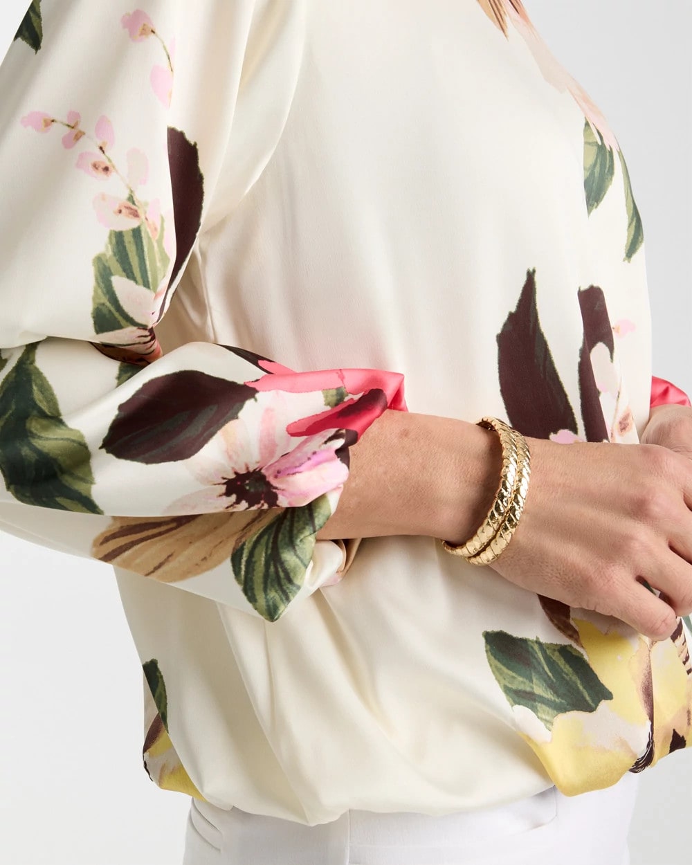 Chico's Trusted | Crewneck Satin Bubble Hem Top