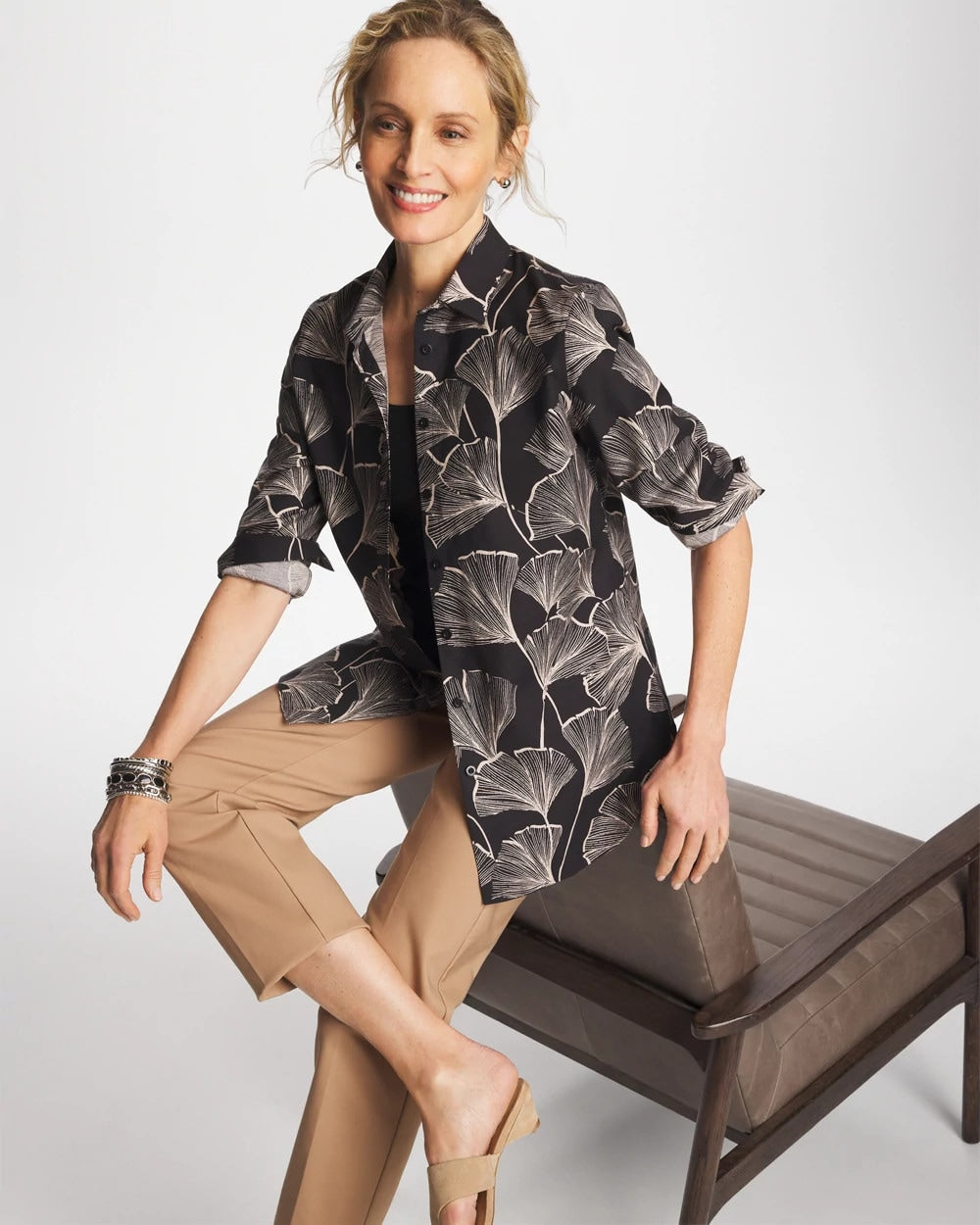 Chico's Essential | No Iron™ Stretch Ginkgo Glory Shirt