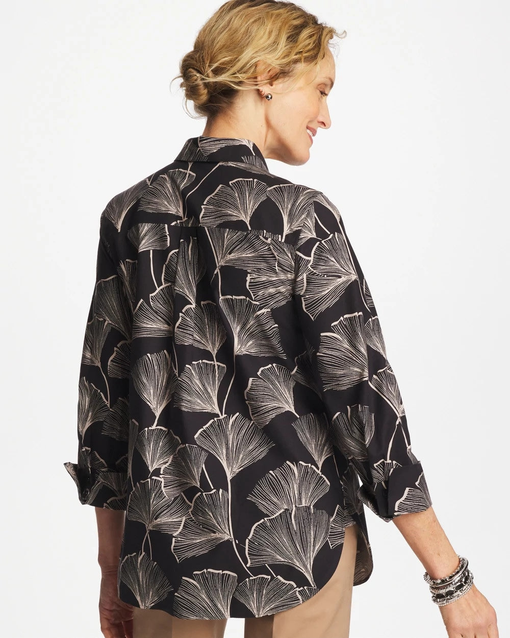 Chico's Essential | No Iron™ Stretch Ginkgo Glory Shirt