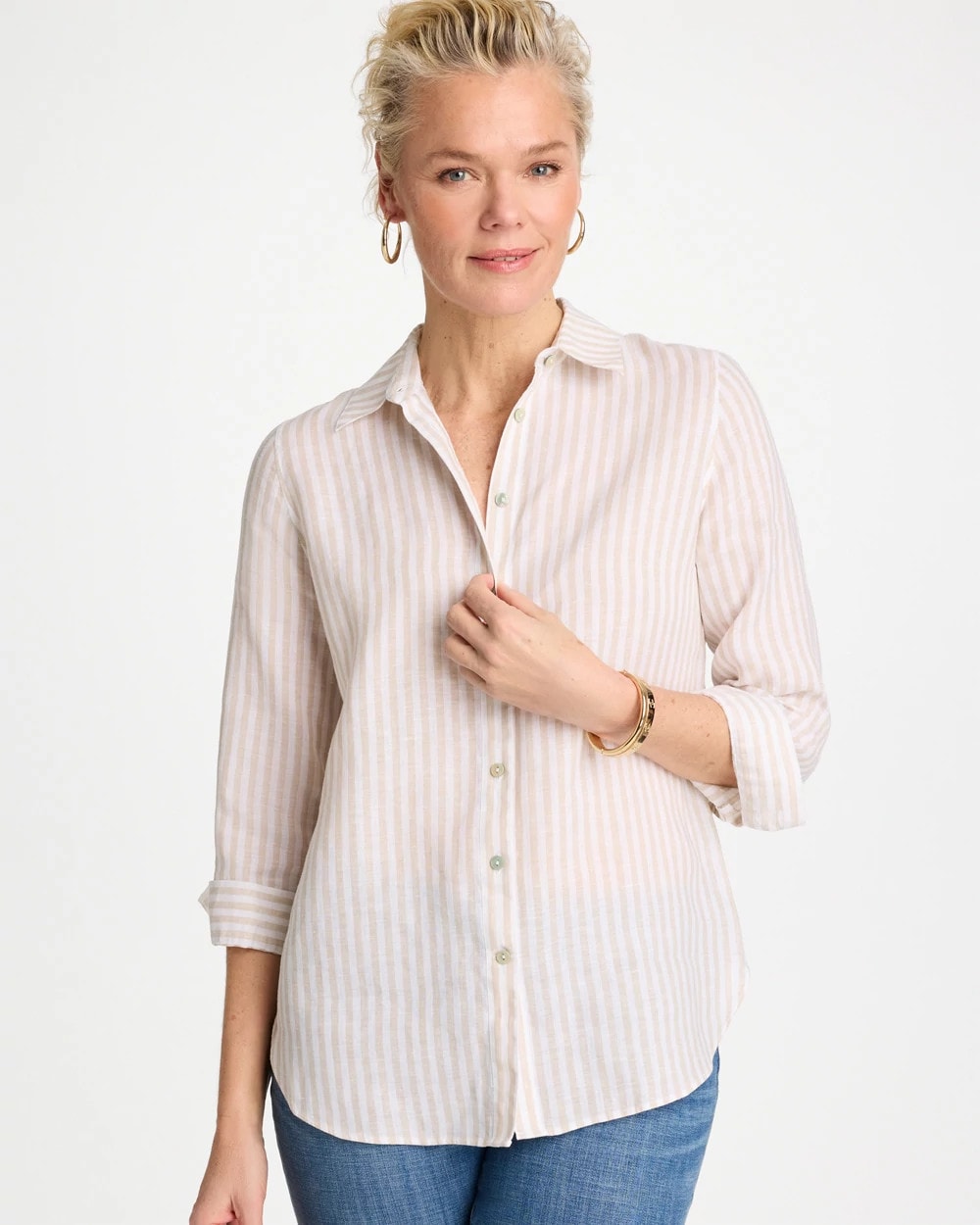Chico's Special Offer | No Iron™ Striped Linen Shirt