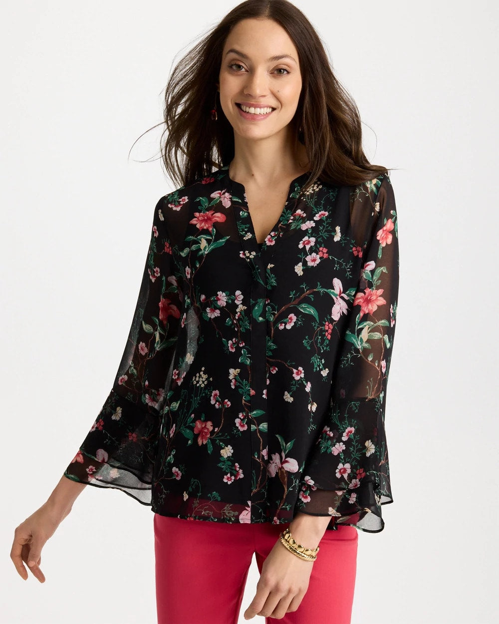 Chico's Discount | Georgette Ruffled Cuff Blouse