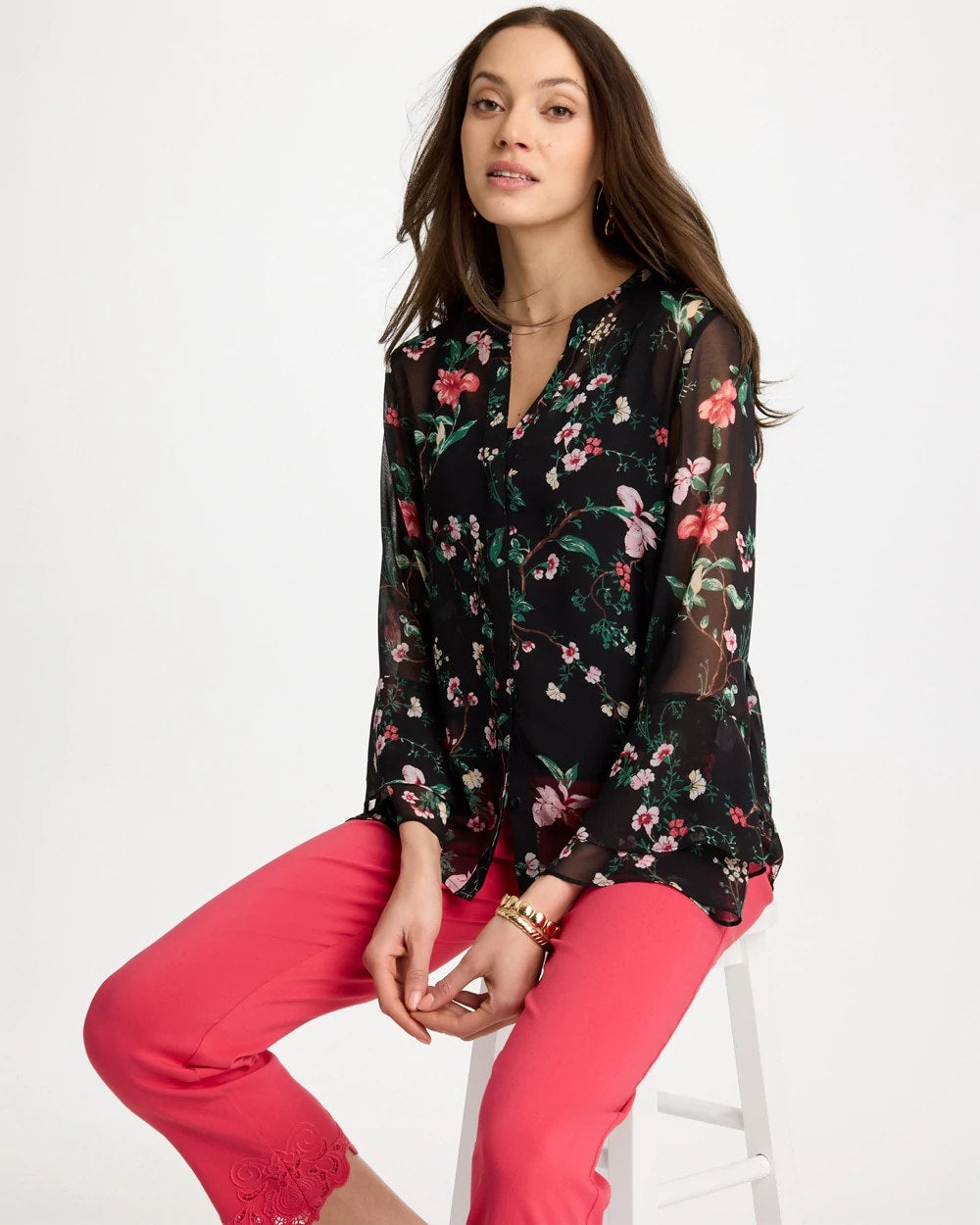 Chico's Discount | Georgette Ruffled Cuff Blouse
