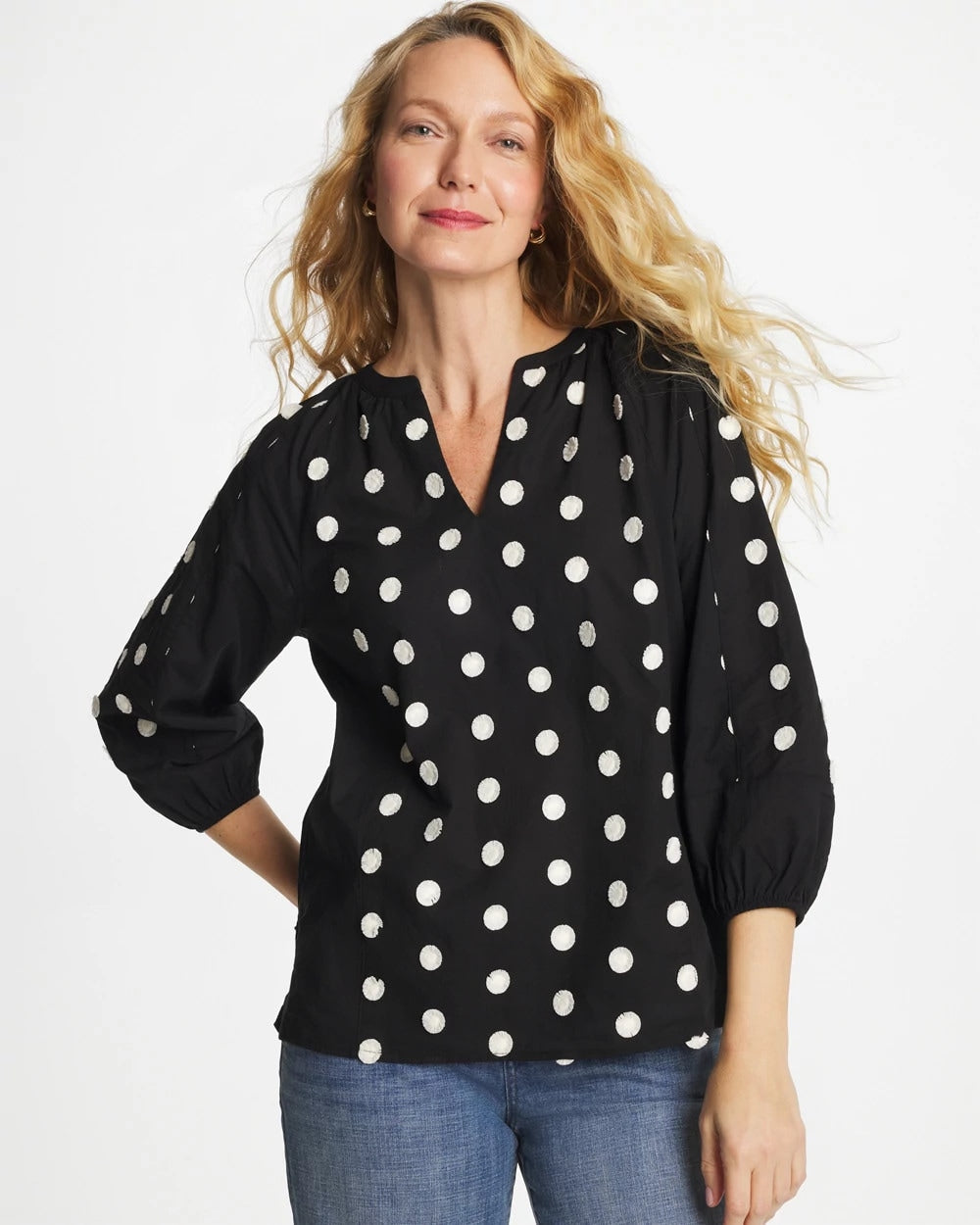 Chico's Popular | Textured Polka Dot Blouse