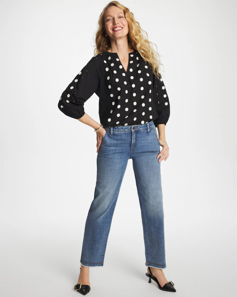 Chico's Popular | Textured Polka Dot Blouse
