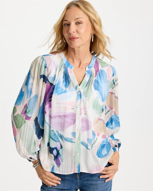 Chico's Discount | Blur Geo Button Front Blouse