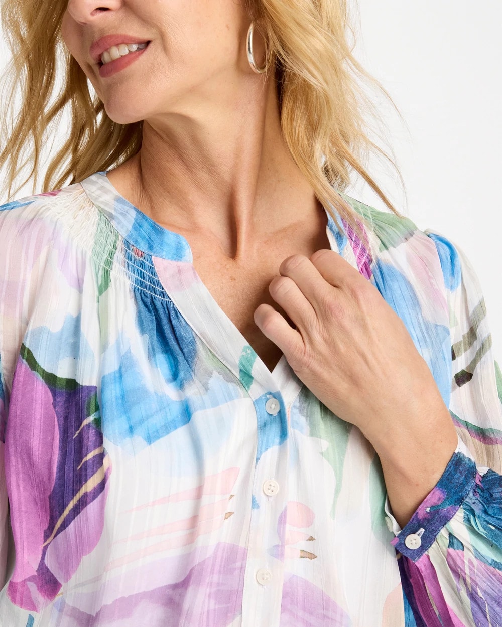 Chico's Discount | Blur Geo Button Front Blouse
