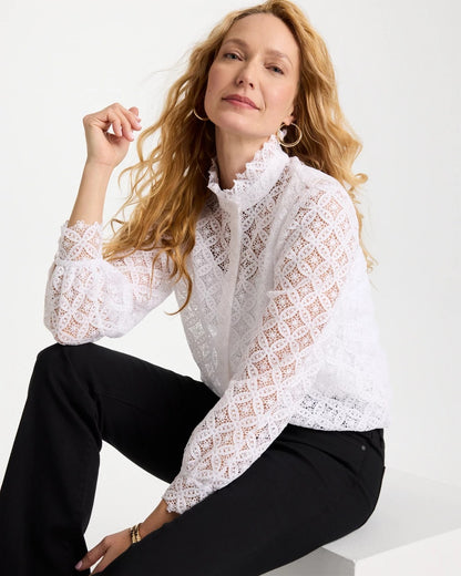 Chico's Classic | Lace Ruffle Neck Blouse