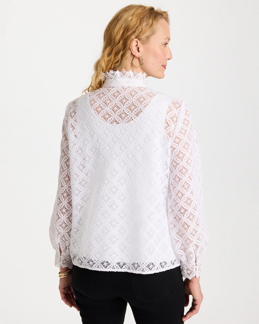 Chico's Classic | Lace Ruffle Neck Blouse
