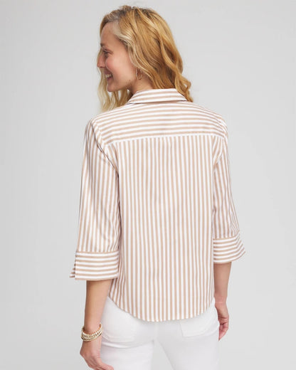 Chico's Great Value | Striped Poplin Tie-Front Top