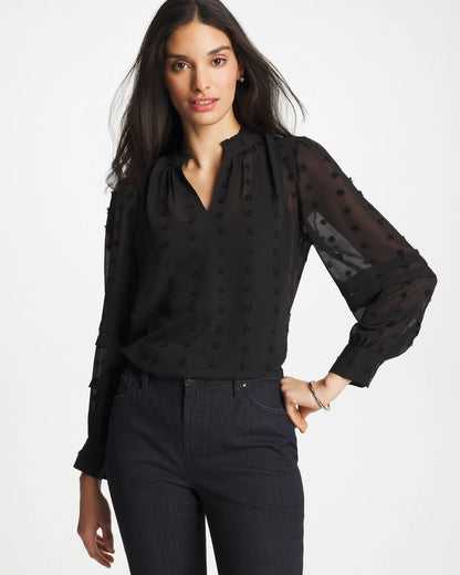 Chico's Latest | 3D Dot Jacquard Chiffon Blouse