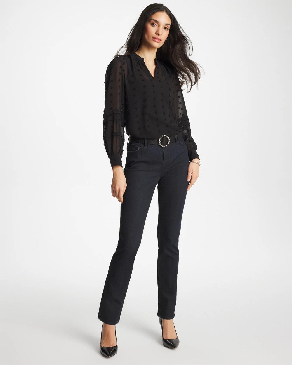 Chico's Latest | 3D Dot Jacquard Chiffon Blouse