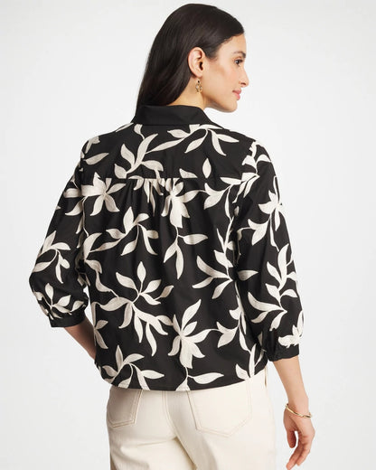Chico's New | Embroidered Cropped Collared Shirt