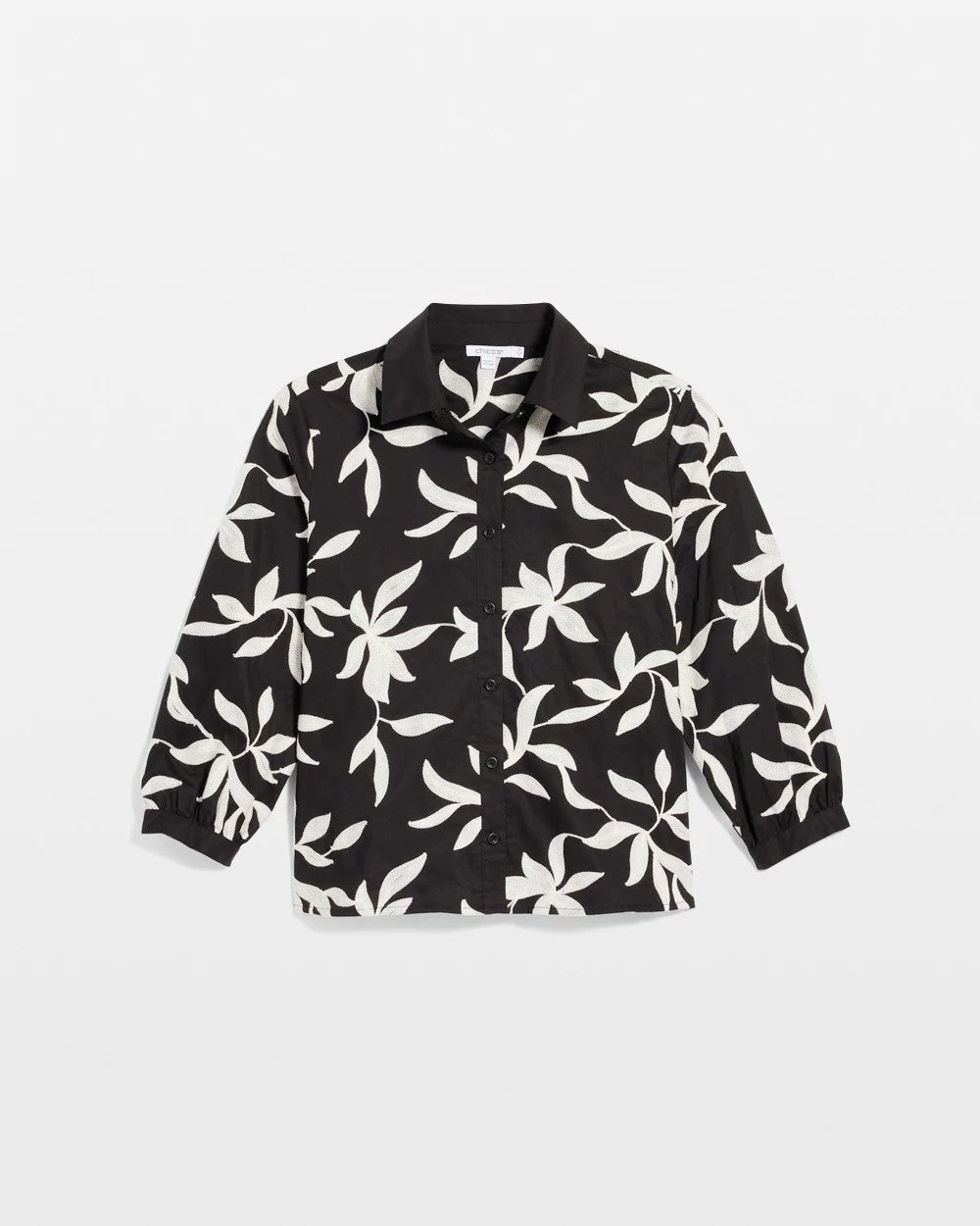 Chico's New | Embroidered Cropped Collared Shirt