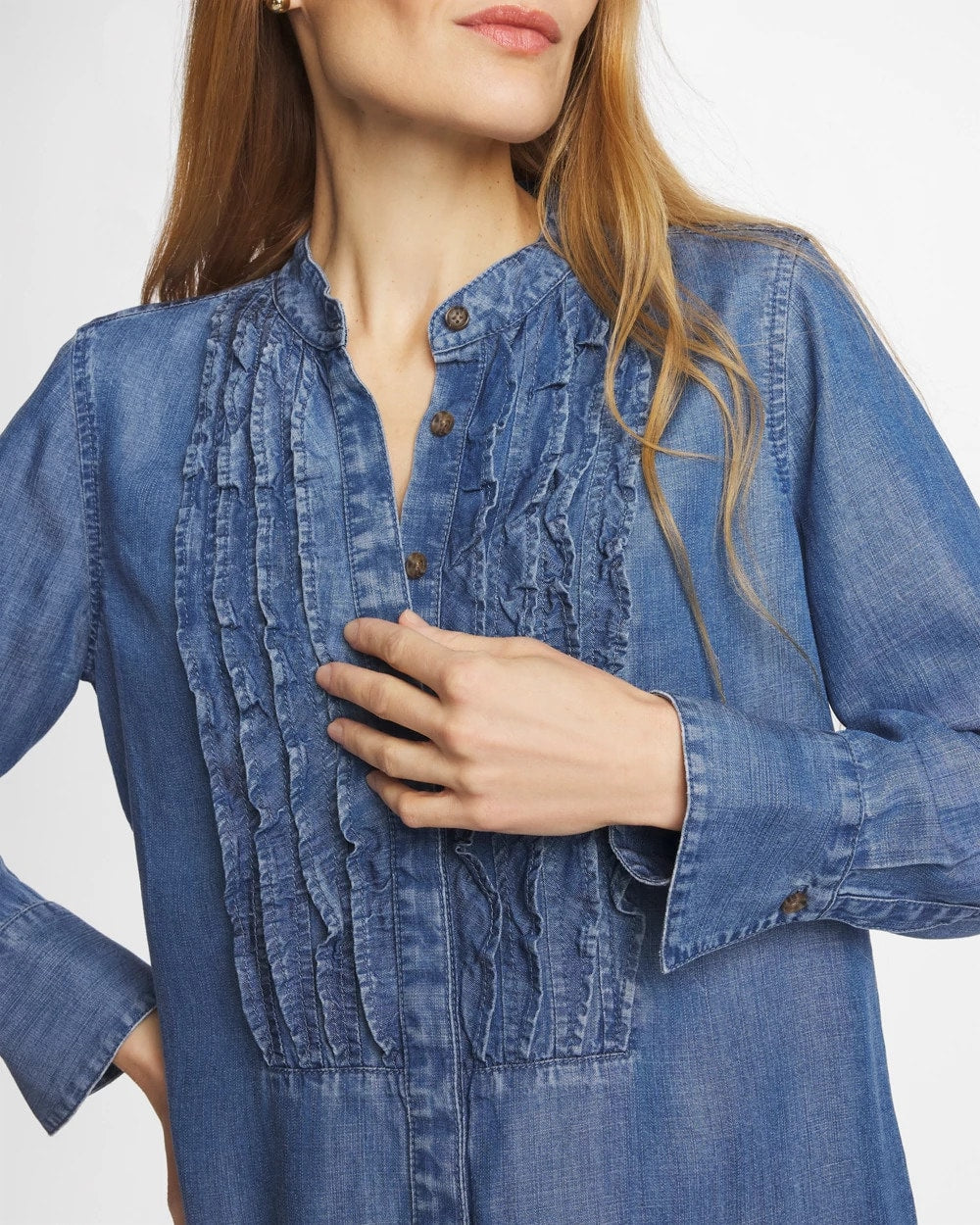 Chico's Everyday | Tencel Ruffle Front Shirt