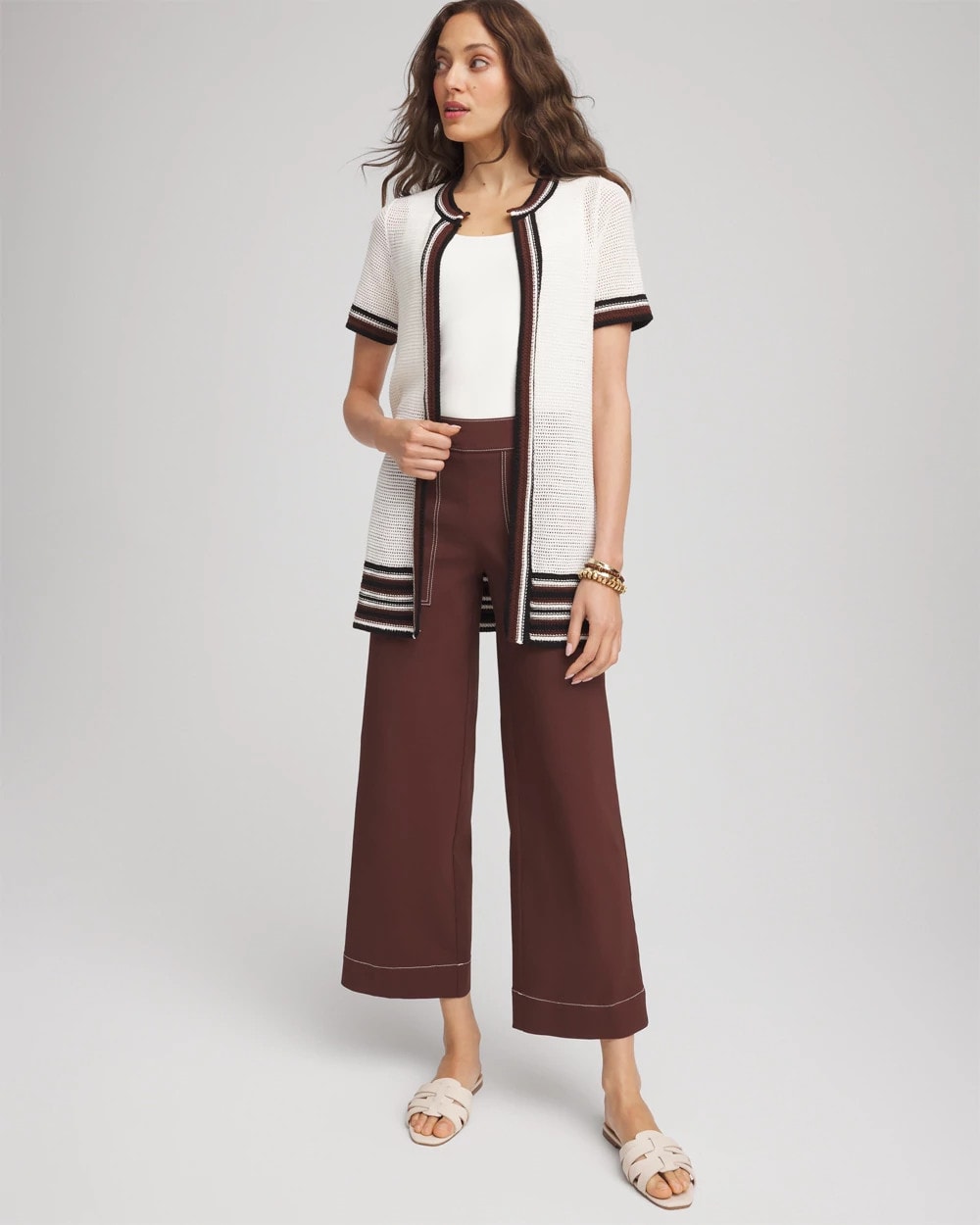 Chico's Premium | Pointelle High-Style Short-Sleeve Cardigan