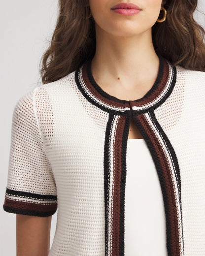 Chico's Premium | Pointelle High-Style Short-Sleeve Cardigan
