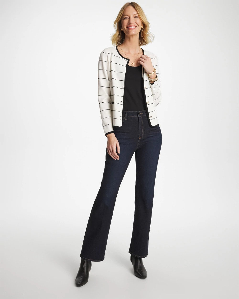 Chico's Value | Contrast Tipped Sweater Blazer
