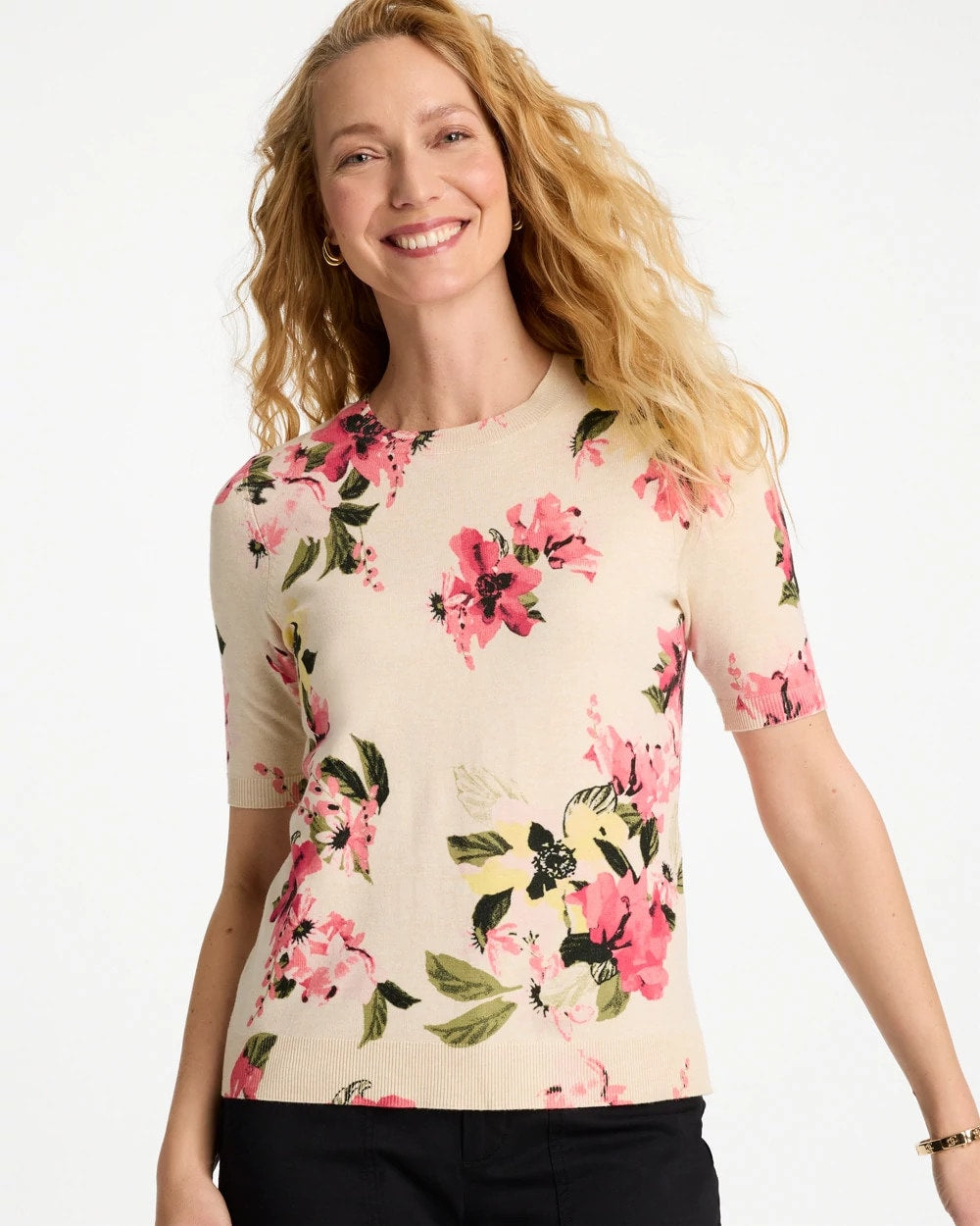 Chico's Classic | Ella Crewneck Floral Pullover Sweater