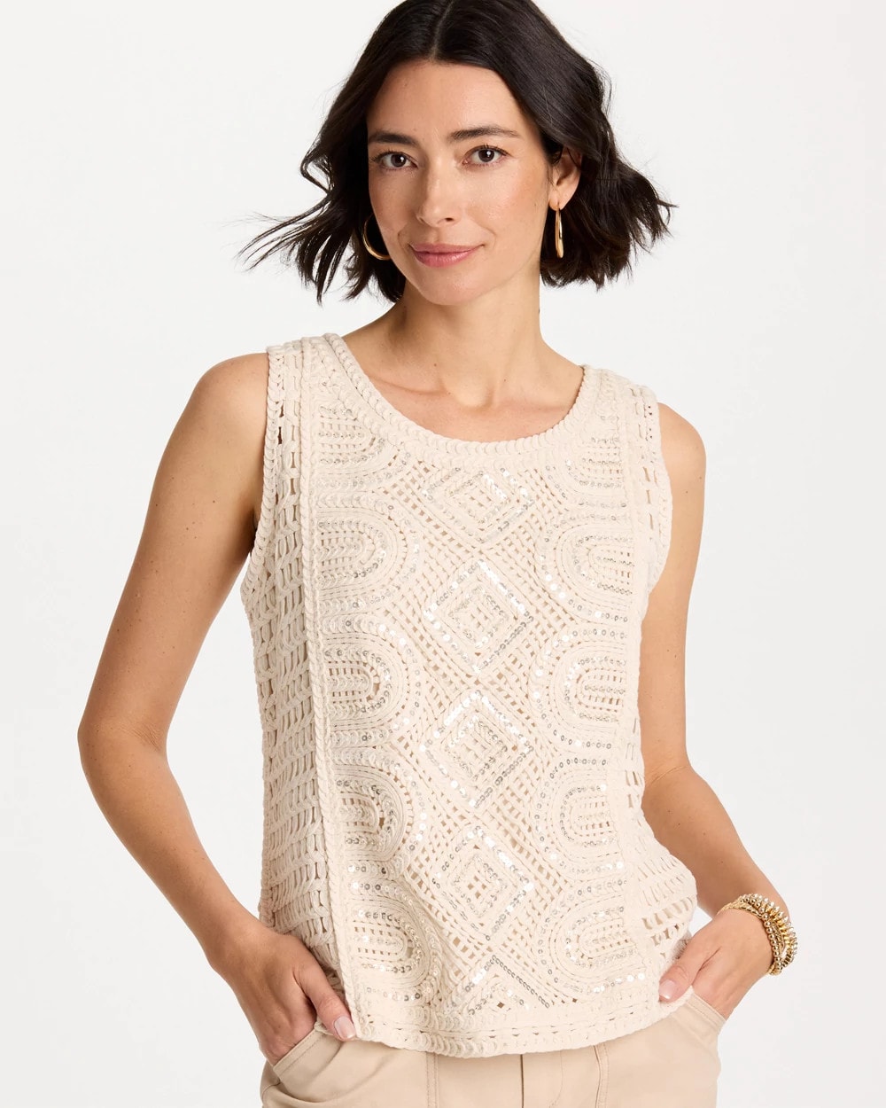 Chico's New | Crochet Sequin Tank