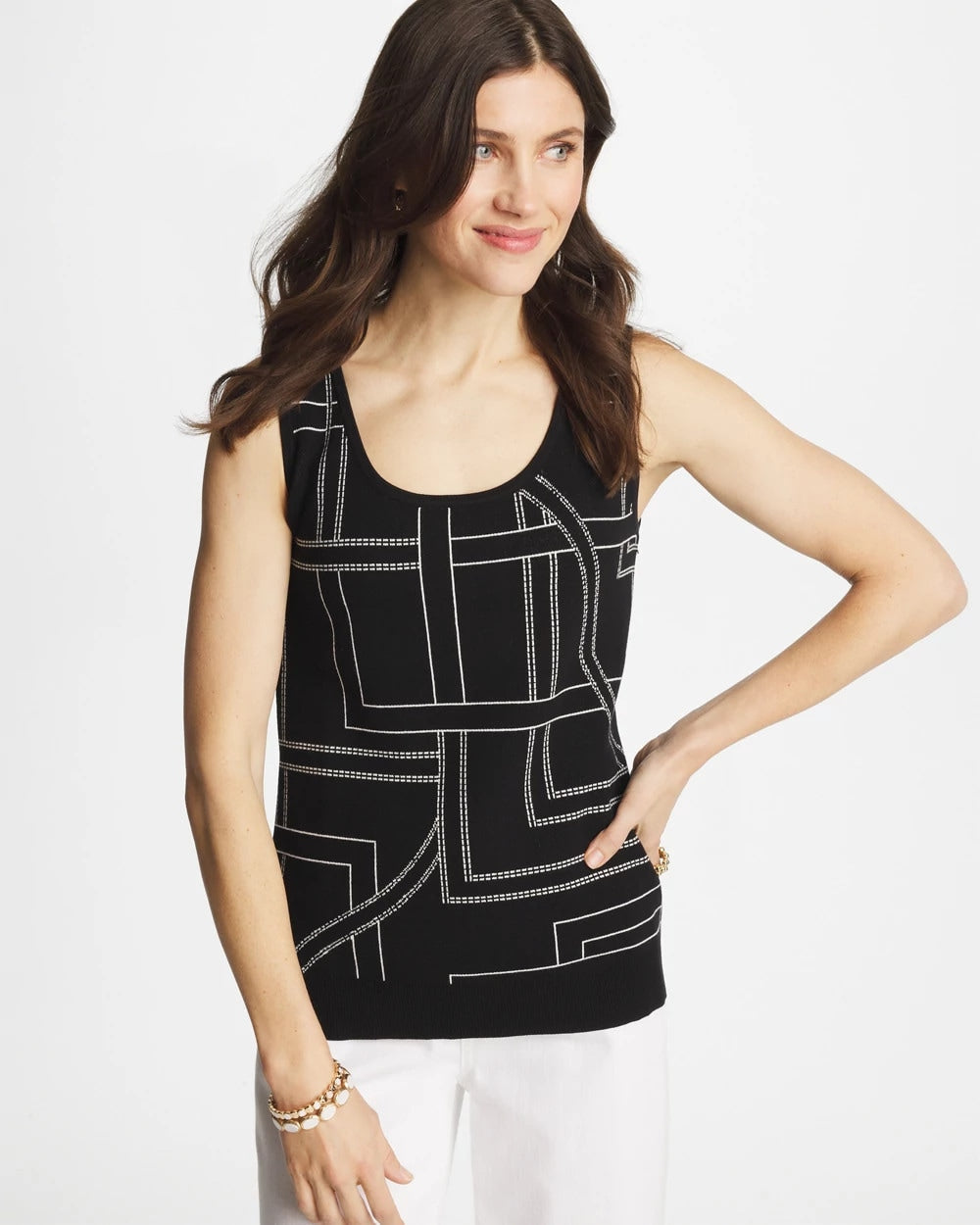 Chico's Discount | Ella Graphic Scoopneck Tank