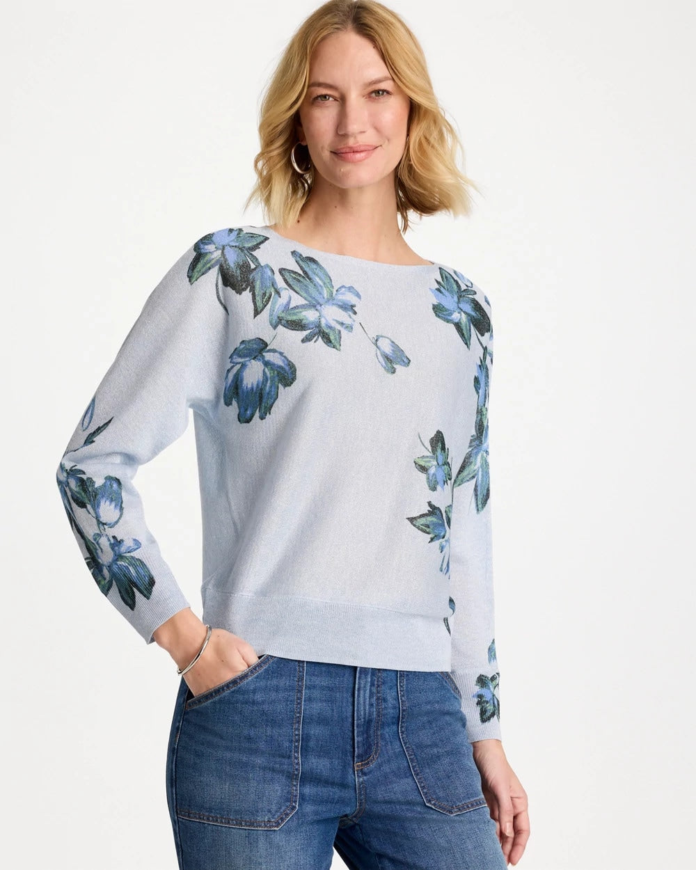 Chico's Premium | Floral Print Pullover Sweater