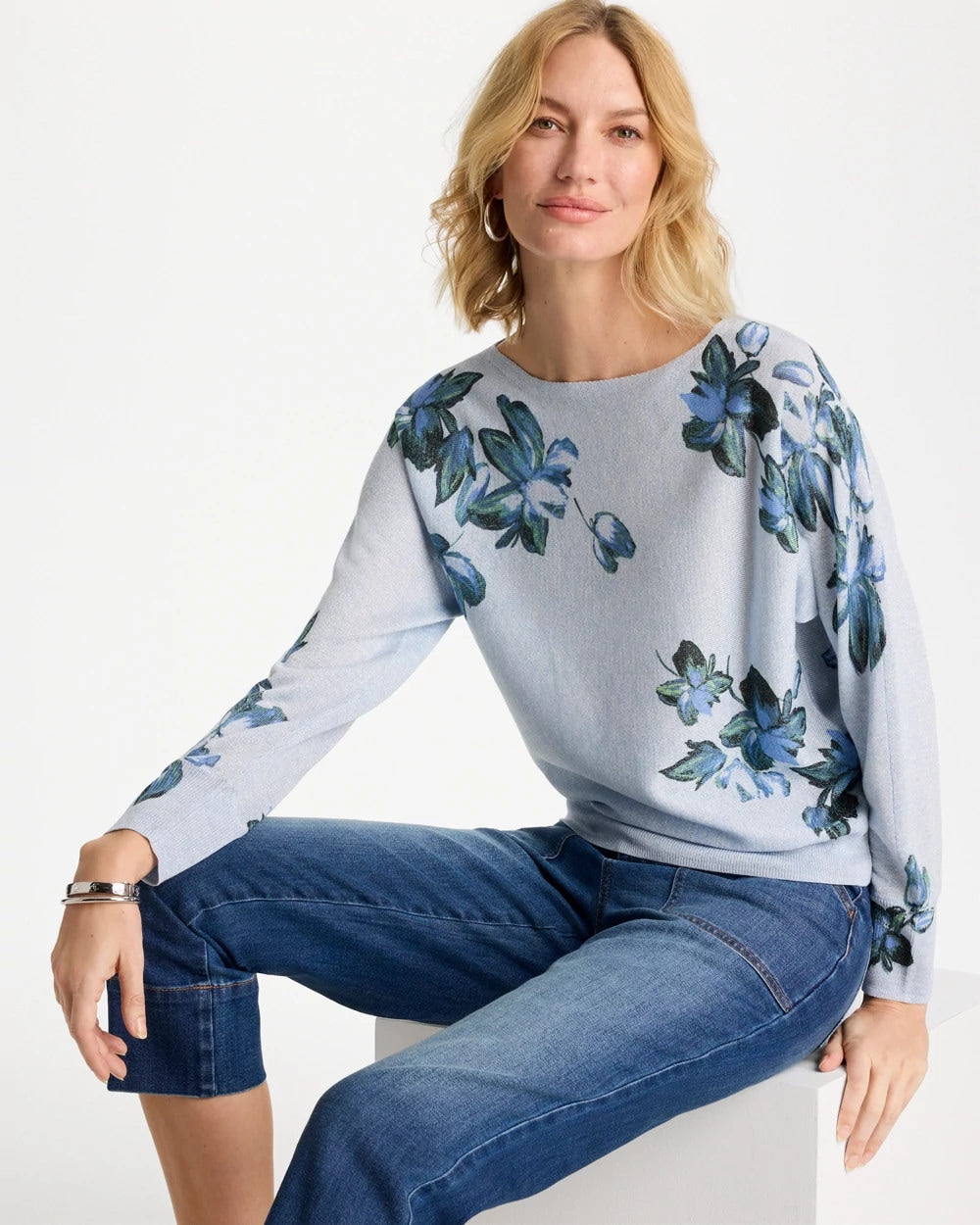 Chico's Premium | Floral Print Pullover Sweater