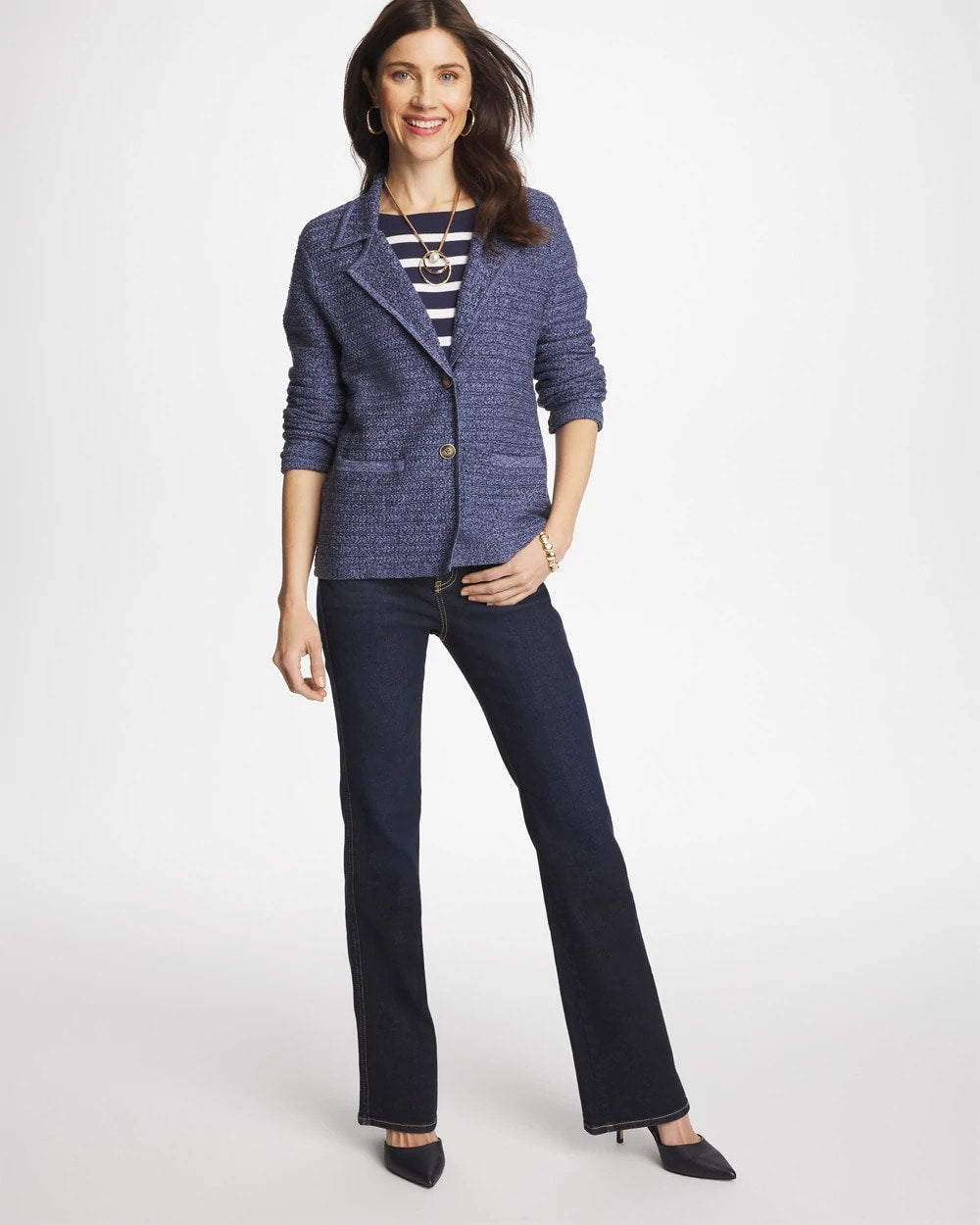 Chico's Popular | Denim Inspired Textured Cardigan