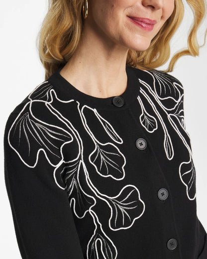 Chico's Classic | Embroidered Crewneck Cardigan Jacket