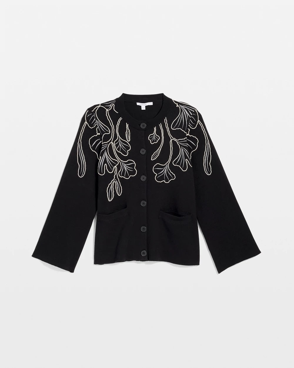 Chico's Classic | Embroidered Crewneck Cardigan Jacket