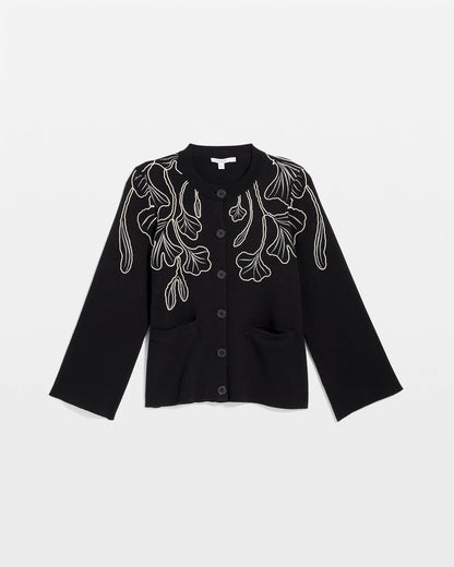 Chico's Classic | Embroidered Crewneck Cardigan Jacket