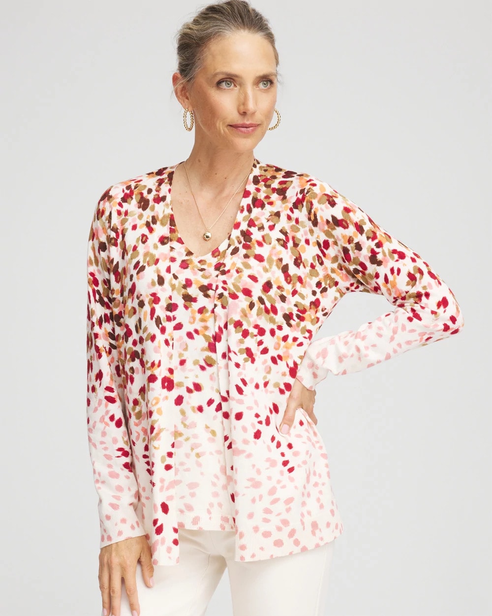 Chico's Great Value | Ombré Printed V-Neck Cardigan