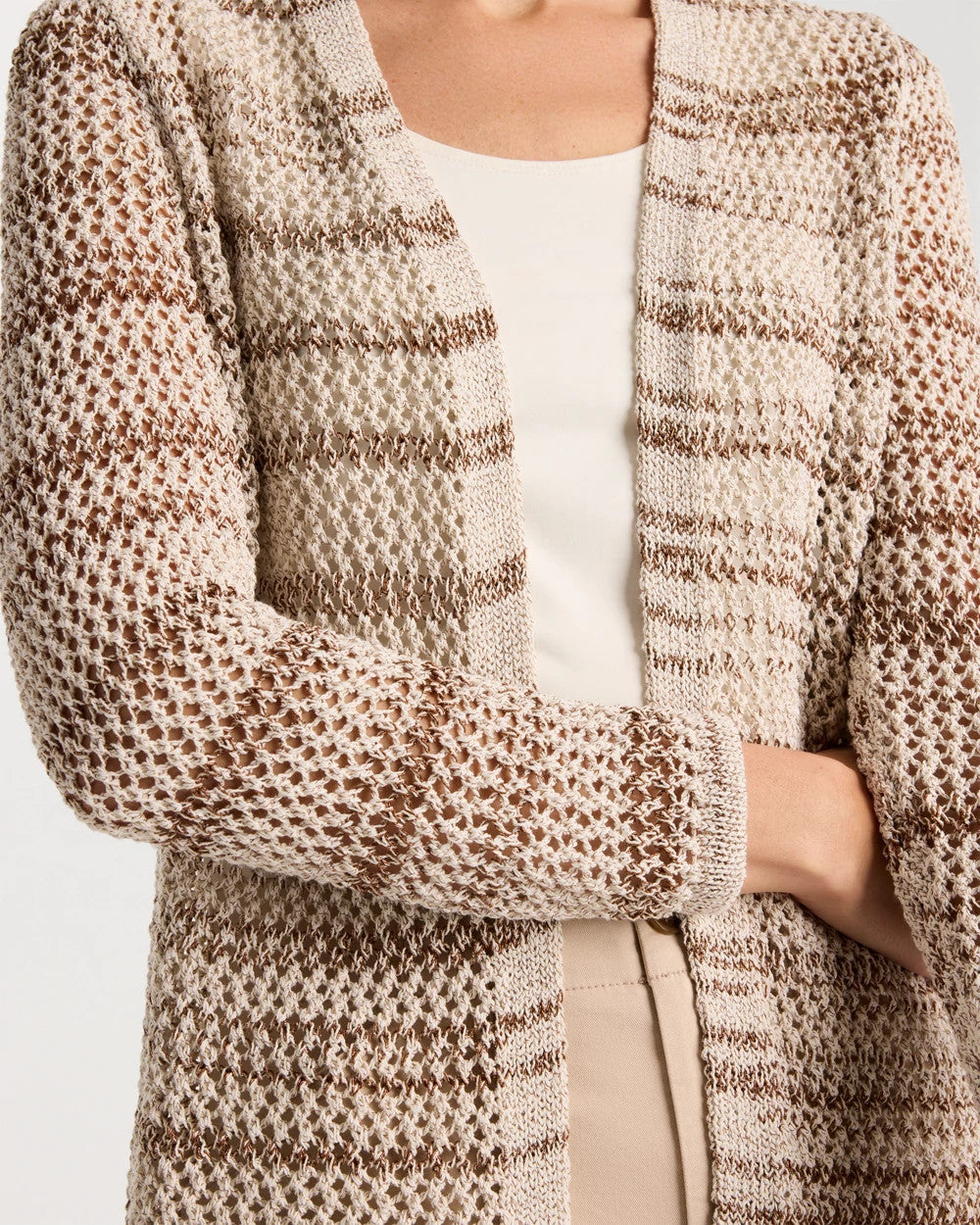 Chico's Popular | Pointelle Metallic Cardigan