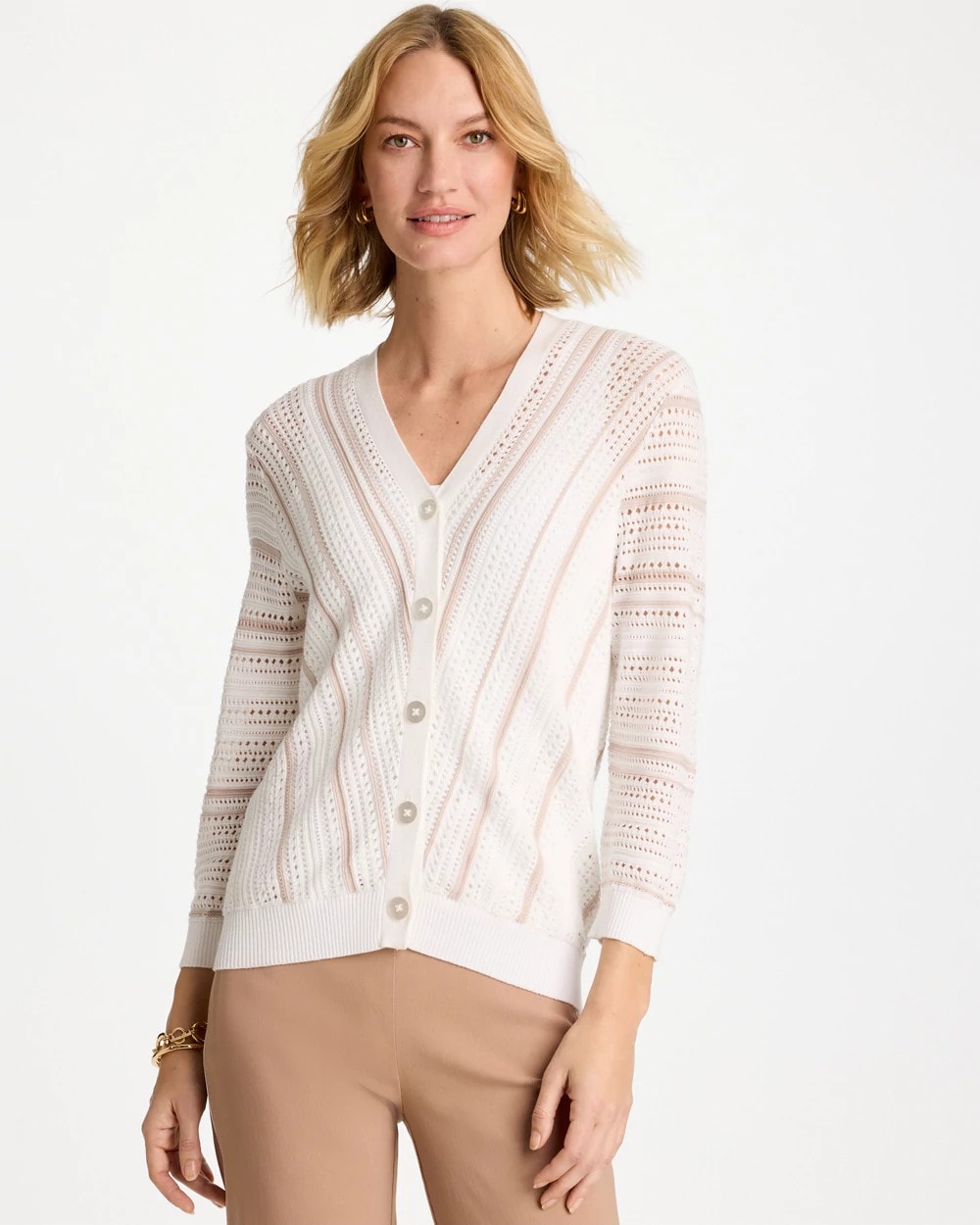 Chico's Signature | Striped Stitchy Cardigan