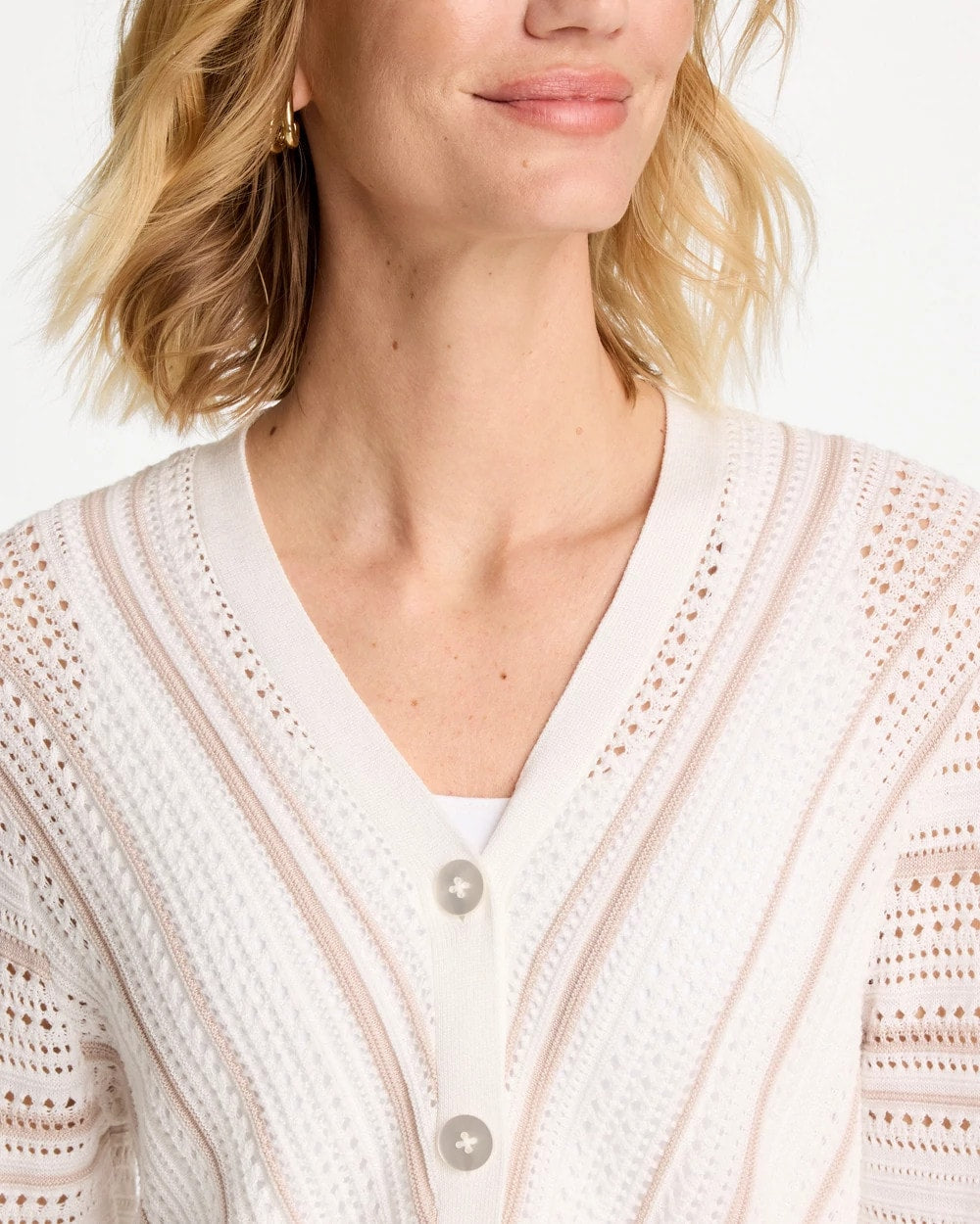 Chico's Signature | Striped Stitchy Cardigan