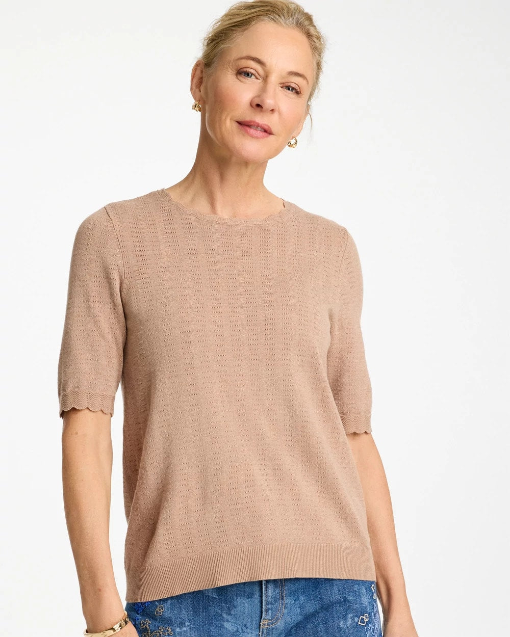 Chico's Top Pick | Ella Crewneck Pointelle Pullover Sweater