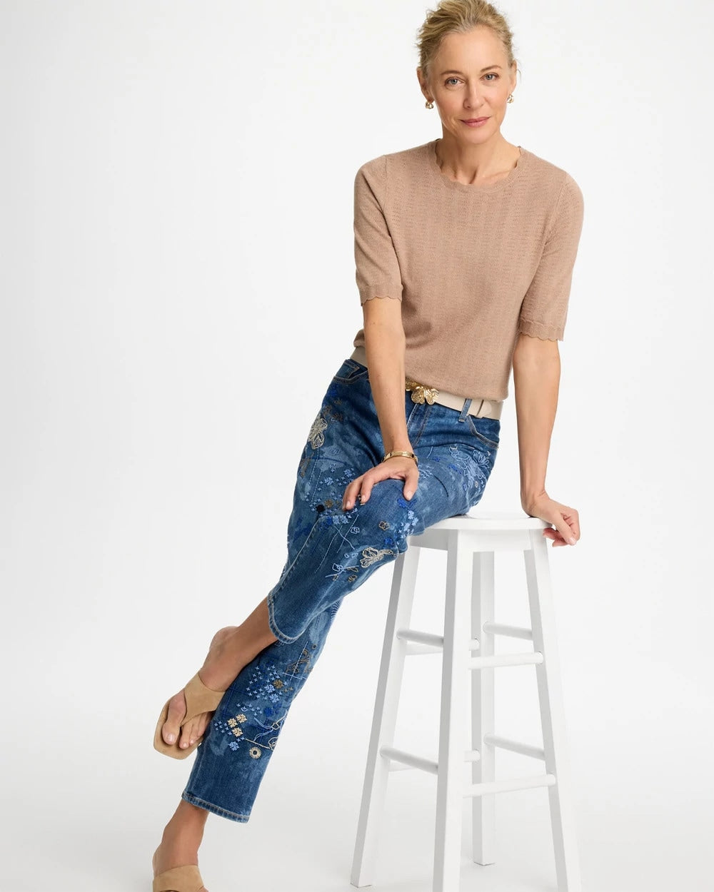 Chico's Top Pick | Ella Crewneck Pointelle Pullover Sweater