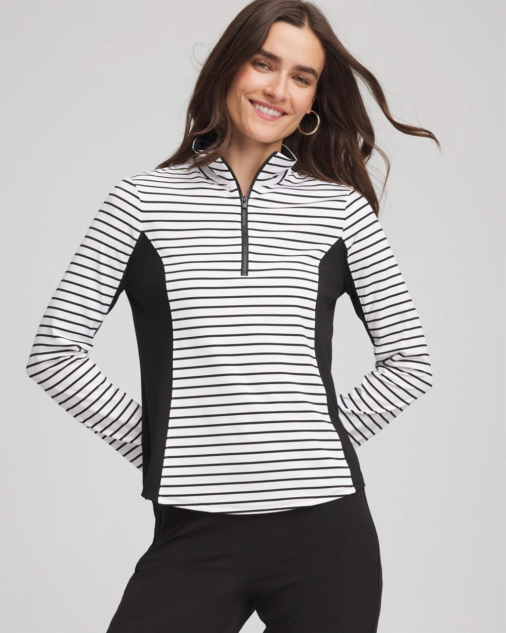 Chico's Quality | Zenergy® UPF Striped Block Half Zip