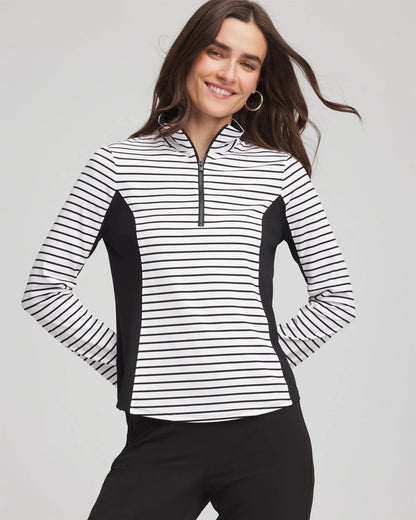 Chico's Quality | Zenergy® UPF Striped Block Half Zip