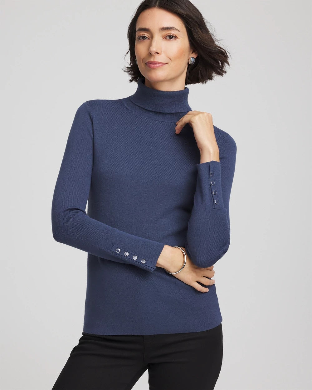 Chico's Recommended | Ella Button Cuff Turtleneck Sweater