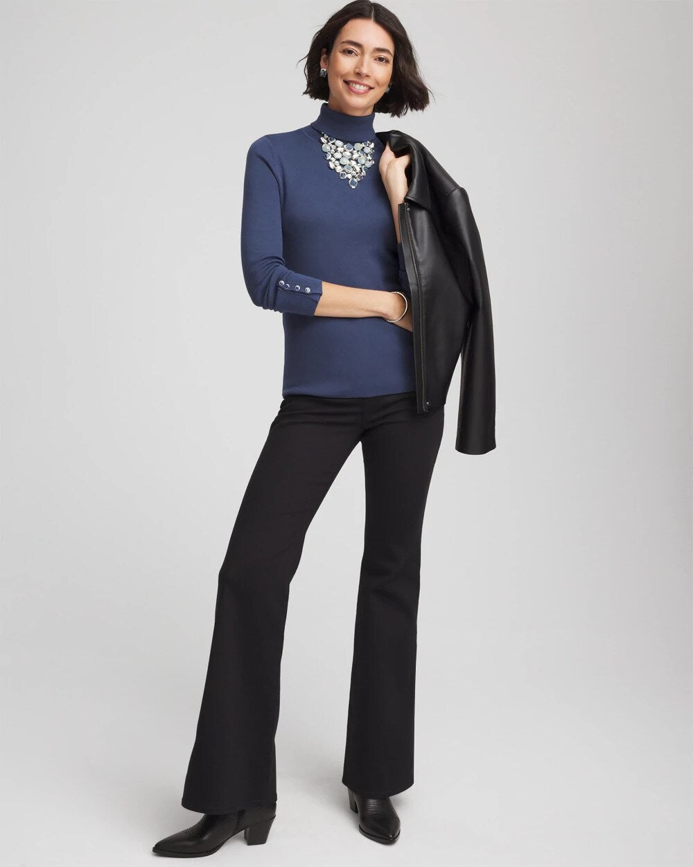 Chico's Recommended | Ella Button Cuff Turtleneck Sweater