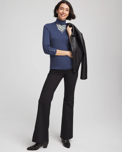 Chico's Recommended | Ella Button Cuff Turtleneck Sweater