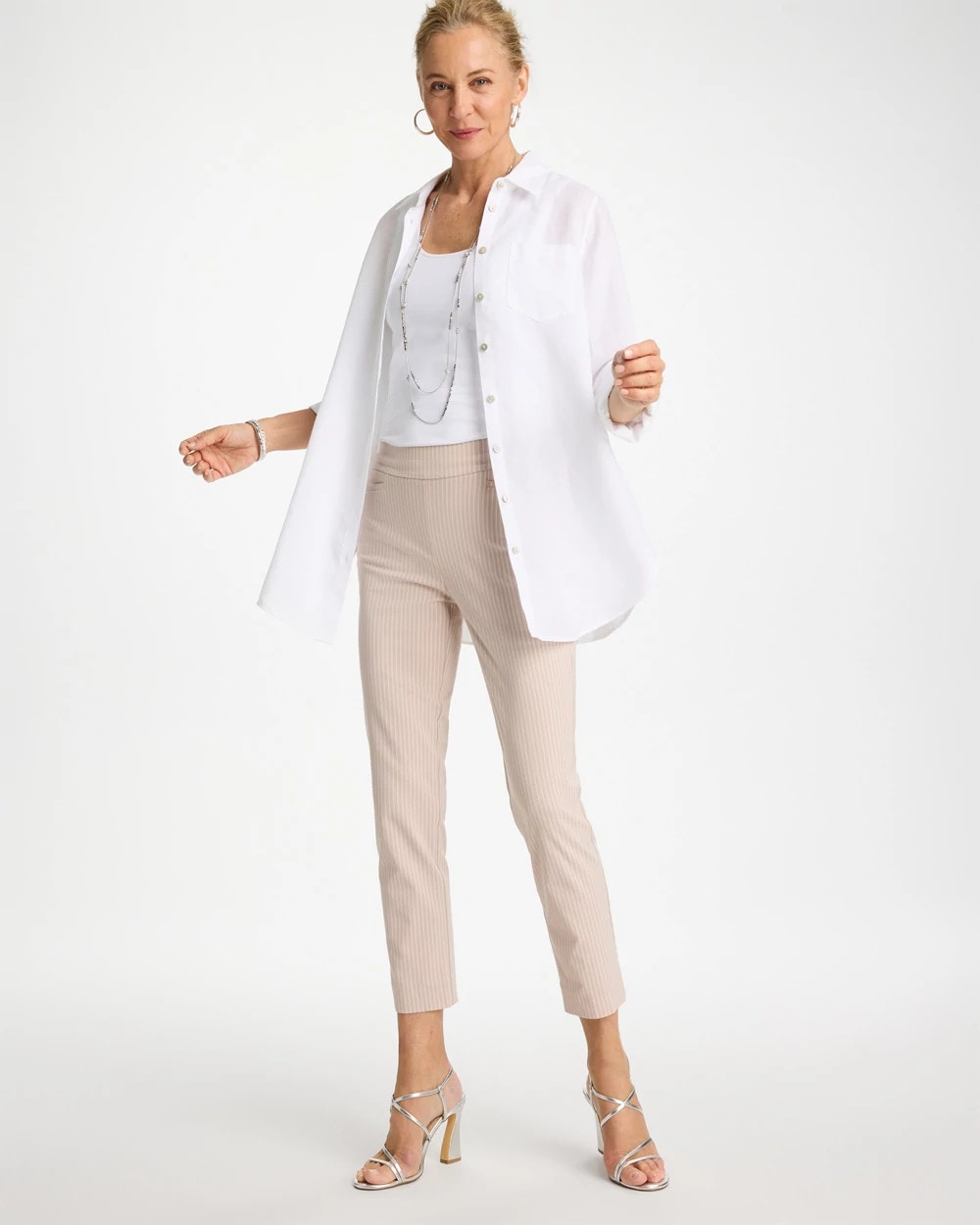 Chico's Best Price | Brigitte™ Slim Twill Stripe Neutral Crop